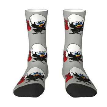 Мужские носки Kawaii Little Black Chicken, унисекс, удобные теплые носки Calimero Crew с 3D принтом Изображение 0