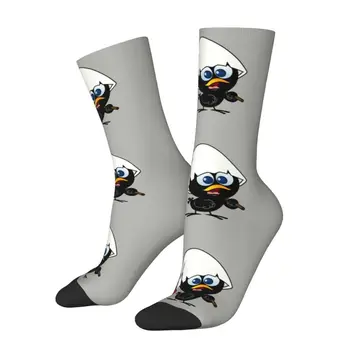 Мужские носки Kawaii Little Black Chicken, унисекс, удобные теплые носки Calimero Crew с 3D принтом Изображение 1