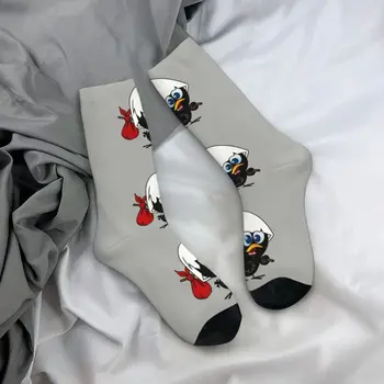 Мужские носки Kawaii Little Black Chicken, унисекс, удобные теплые носки Calimero Crew с 3D принтом Изображение 3
