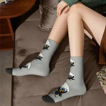 Мужские носки Kawaii Little Black Chicken, унисекс, удобные теплые носки Calimero Crew с 3D принтом Изображение 5